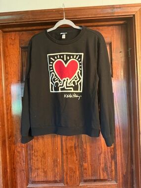 Keith Haring Black Crewneck Sweatshirt - Signature Label